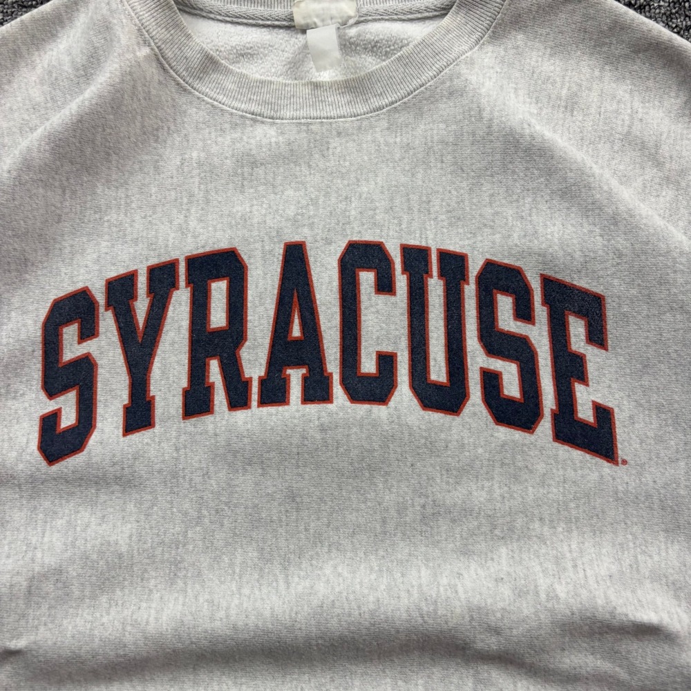 Y2K 2000s Champion Syracuse Reverse Weave Crewneck Grey Sweatshirt Size XL - Picture 2 of 7